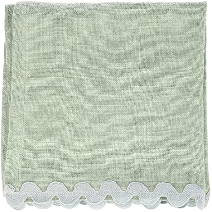 PASTEL CLOTH NAPKINS PACK OF 4REUSABLE LINEN NAPKINS WITH RICRAC BRAID TRIM IN DUSKY PINK, PEACH PINK, BLUE, GREEN, ECO-FRIENDLY, WASHABLE, ELEGANT PARTY TABLE DCOR - Image 3